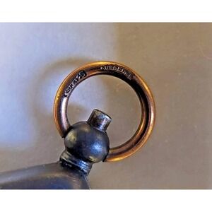 Vintage Chatelaine Case Black Gun Metal Art Deco Pocket Coin Fob Geometric Star